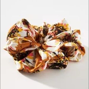 Anthropologie Orange Motif Floral Cartagena Scrunchie